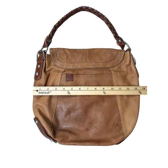 Fossil Brown Leather Boho Hobo Shoulder Bag With Braided Strap & Floral Interior - Picture 9 of 9